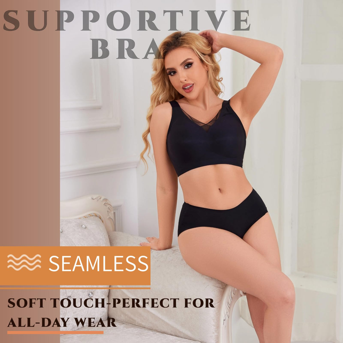 linliasor Minimizer Bra Posture Bras for Women Smoothing Shapedly Bra (Black,38DD)