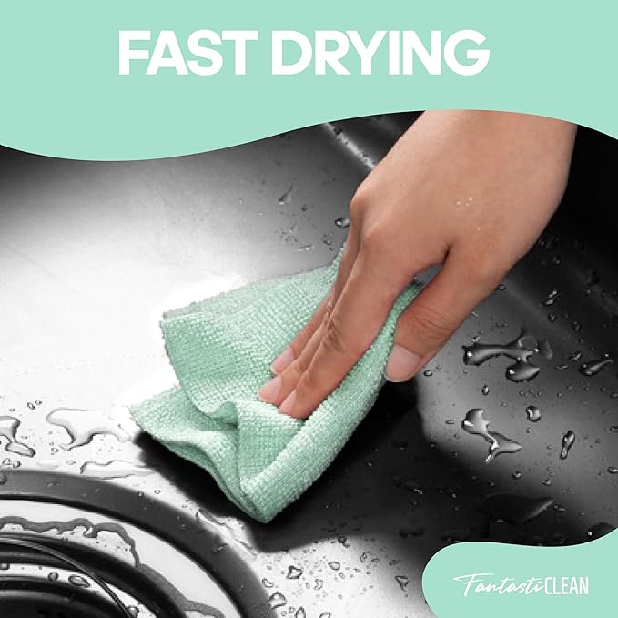 Fantasticlean Microfiber Cleaning Cloth Roll -60 Pack, Tear Away Paperless