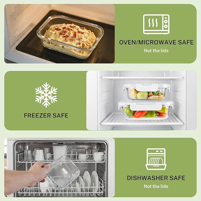 HOMBERKING 8 Pack Glass Food Storage Containers