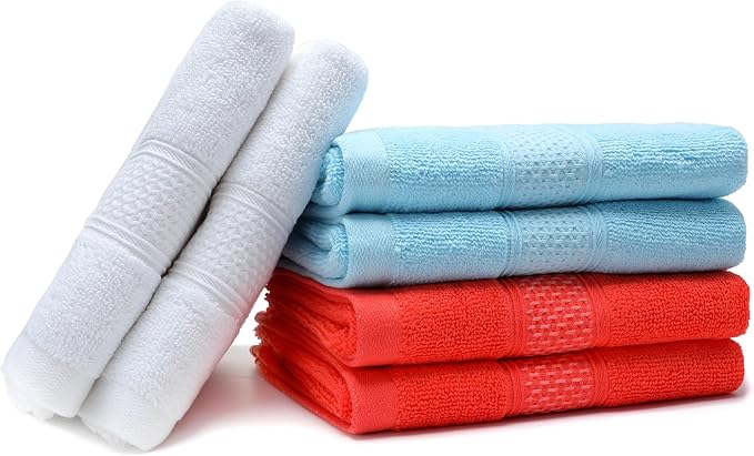 Cotton Hand Towels Set, 6-Piece Set, Super Absorbent Quick Drying, Bathroom