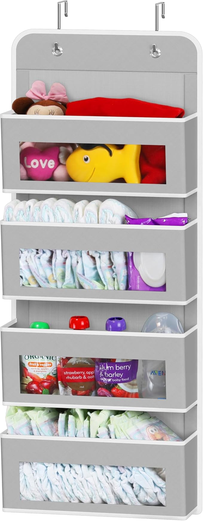 Simple Houseware 4 Clear Window Pocket Over Closet Door Storage Hanging