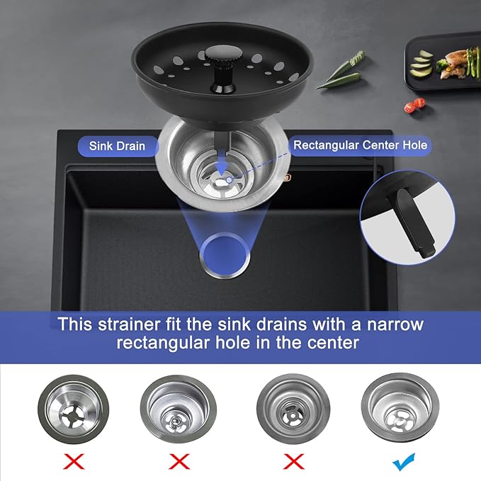 Kitchen Sink Drain Strainer 3 Pack Stainless Steel Sink Stopper, Anti-Clogging
