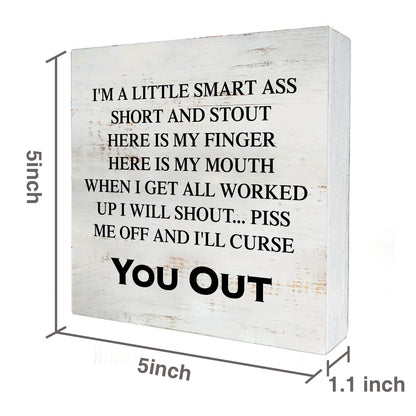 I’m a Little Smart Wooden Box Sign with Saying Desk Decor 5 x 5 Inch Sarcastic Box Sign Wood Plaque Block Sign Rustic Home Decor