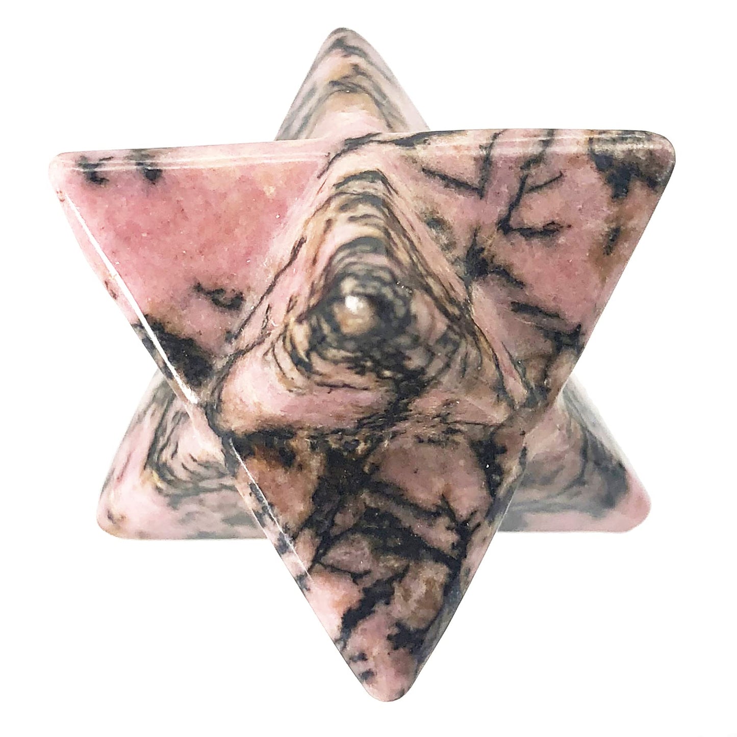 Fekuar Rhodonite Crystal Merkaba Star for Healing Reiki Spiritual Divine Therapy Energy, Pocket Stone Eight-Pointed Stars 1"(25mm)