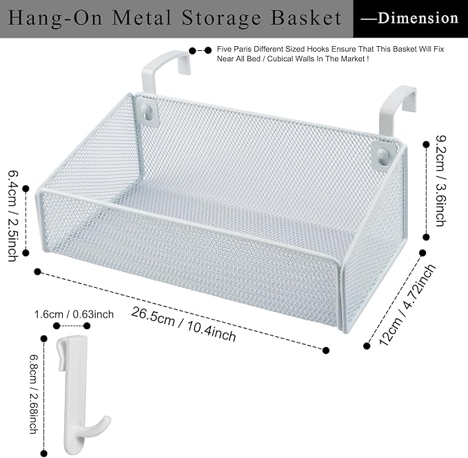 Bedside Caddy Shelf Hanging Storage Basket