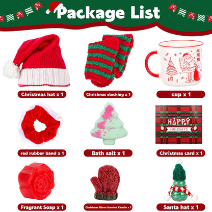 Atonofun Christmas Gifts for Women, Xmas Basket Essentials for Adults with Mug Relaxing Spa Gifts for Teen Adults Mom Wife Teen Girls
