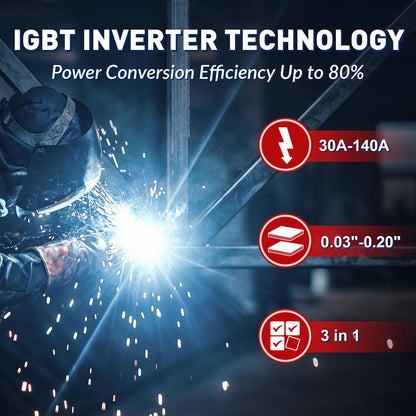 GZ GUOZHI 140A MIG Welder, 3 in 1 Welder FLUX MIG/ARC/Lift TIG Multi-Process Mig Welder, 110V Welding Machine, Welder Machine 110v Flux Core Welder with Welding Gun