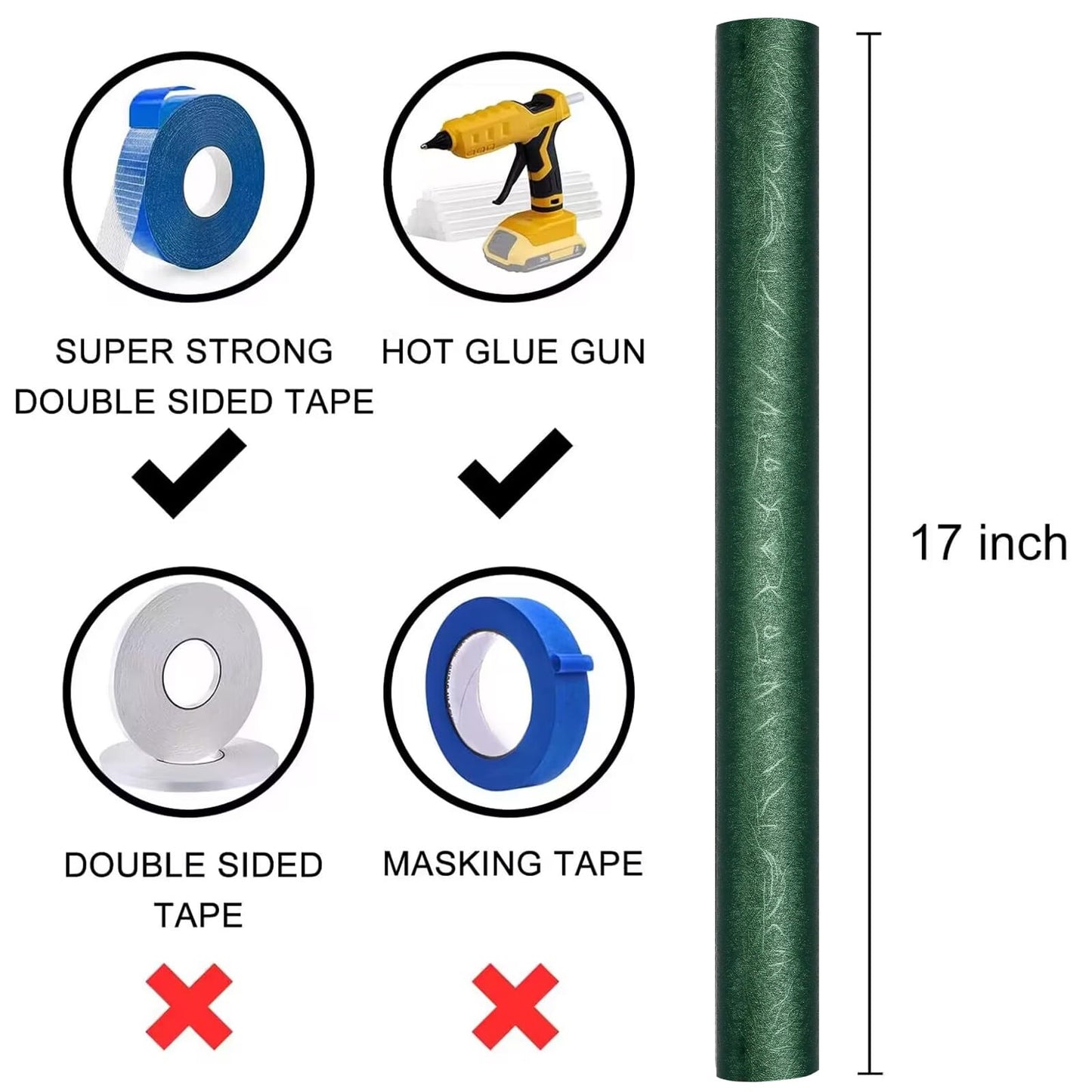 WRAPAHOLIC Green Wrapping Paper Roll - Mini Roll - 17 Inch x 16.5 Feet - Reversible Green and Black for Christmas, Birthday, Wedding, Baby Shower