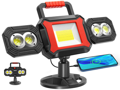 SYLSTAR Rechargeable Work Light, 25W 2700LM COB LED Magnetic Light with USB Power Bank Function, Rotatable Portable Flood for Construction Site, Garage, Workshop, Car Repairing, Black, (ST2700)