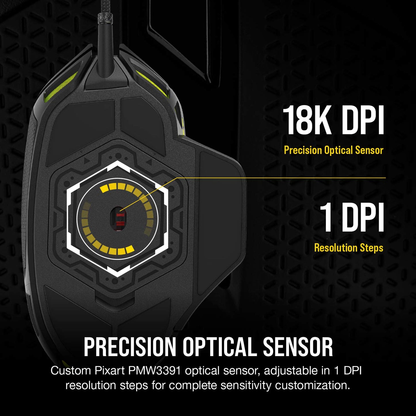 Corsair NIGHTSABRE RGB Wireless Gaming Mouse for FPS, MOBA - 26,000 DPI - 11 Programmable Buttons - Up to 100hrs Battery - iCUE Compatible - Black