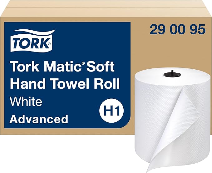 Tork Matic Soft Hand Towel Roll White H1, High Absorbency, 6 Rolls x 900 ft