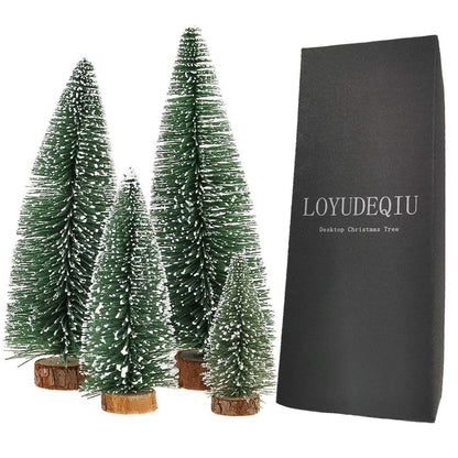 Desktop Miniature Pine Tree Tabletop Christmas Tree Small Pine Tree Decor Christmas Tree Toppers (Green 4pcs)