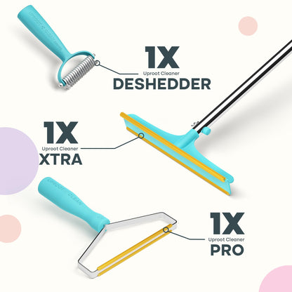 Uproot Clean Deshedder Xtra, Pro, & Deshedder Bundle - Pet Hair Removal Tool & Dog Brush for Shedding Bundle - Easy Cat & Dog Hair Remover & Carpet Rake Set with Special Dog Grooming Brush!