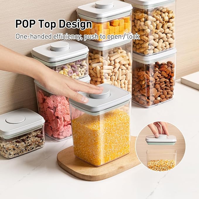 Pop Food Storage Containers Set, One Button Opening BPA-Free Food Containers