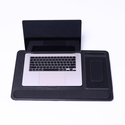 Lap Desks for Adults, Home Office Black Carbon Laptop Lap Desk Stand with Wrist Rest, Mouse Pad & Phone Holder, Cushioned Lap Tray Laptop Stand for Bed & Couch, Fits up to 15.6 Inch Laptops