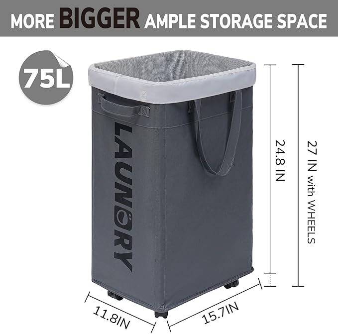 Goodpick Hamper with Wheels, Dirty Laundry Basket