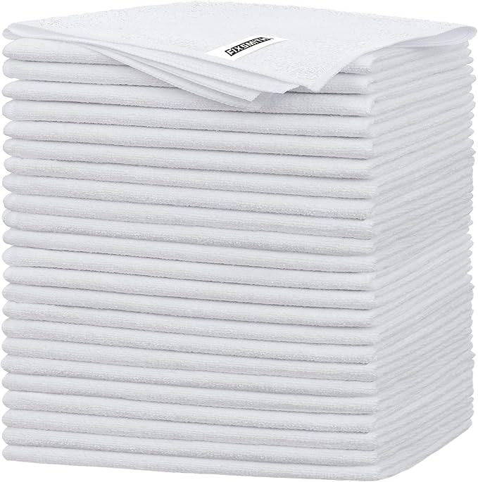 FIXSMITH White Microfiber Cleaning Cloth -Pack of 24, Highly Absorbent Cleaning