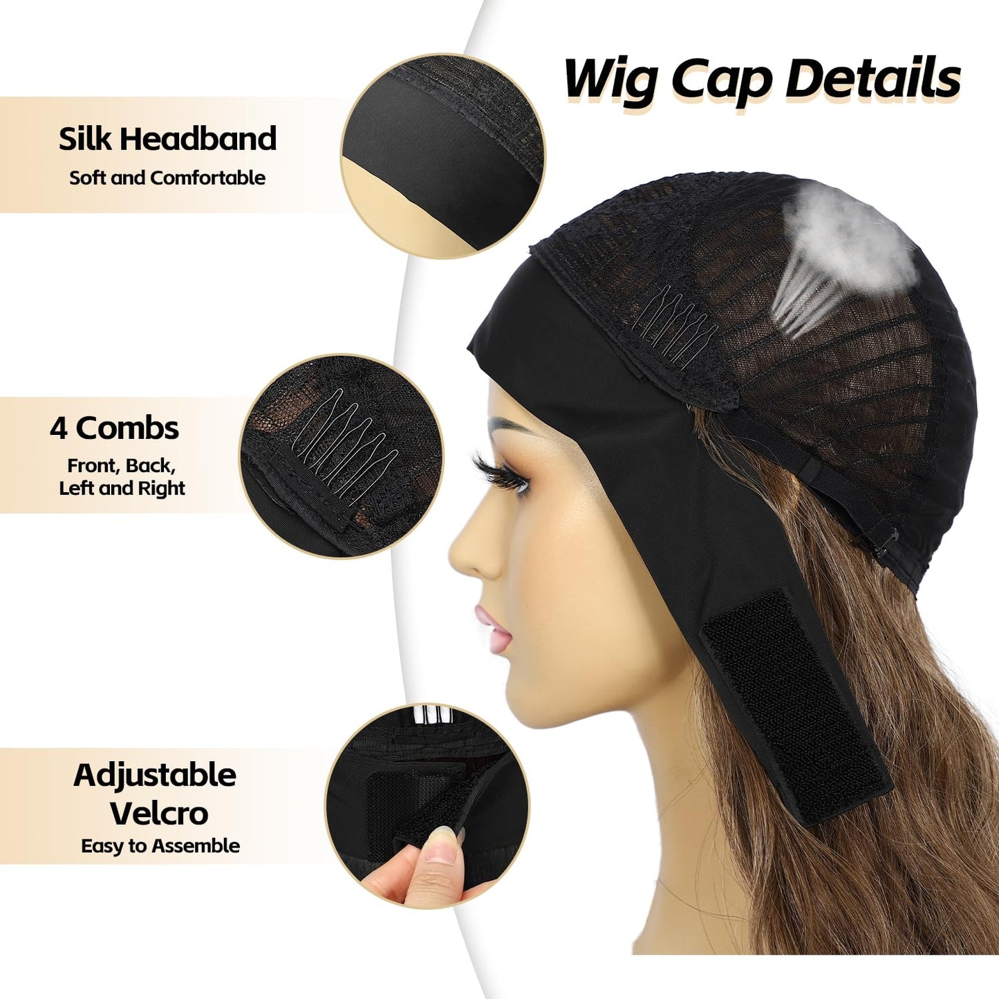 Sapphirewigs Body Wave Headband Wig Synthetic Long Wavy Wigs for Women Glueless Brown Hair Natural Looking 150% Density 26 inch