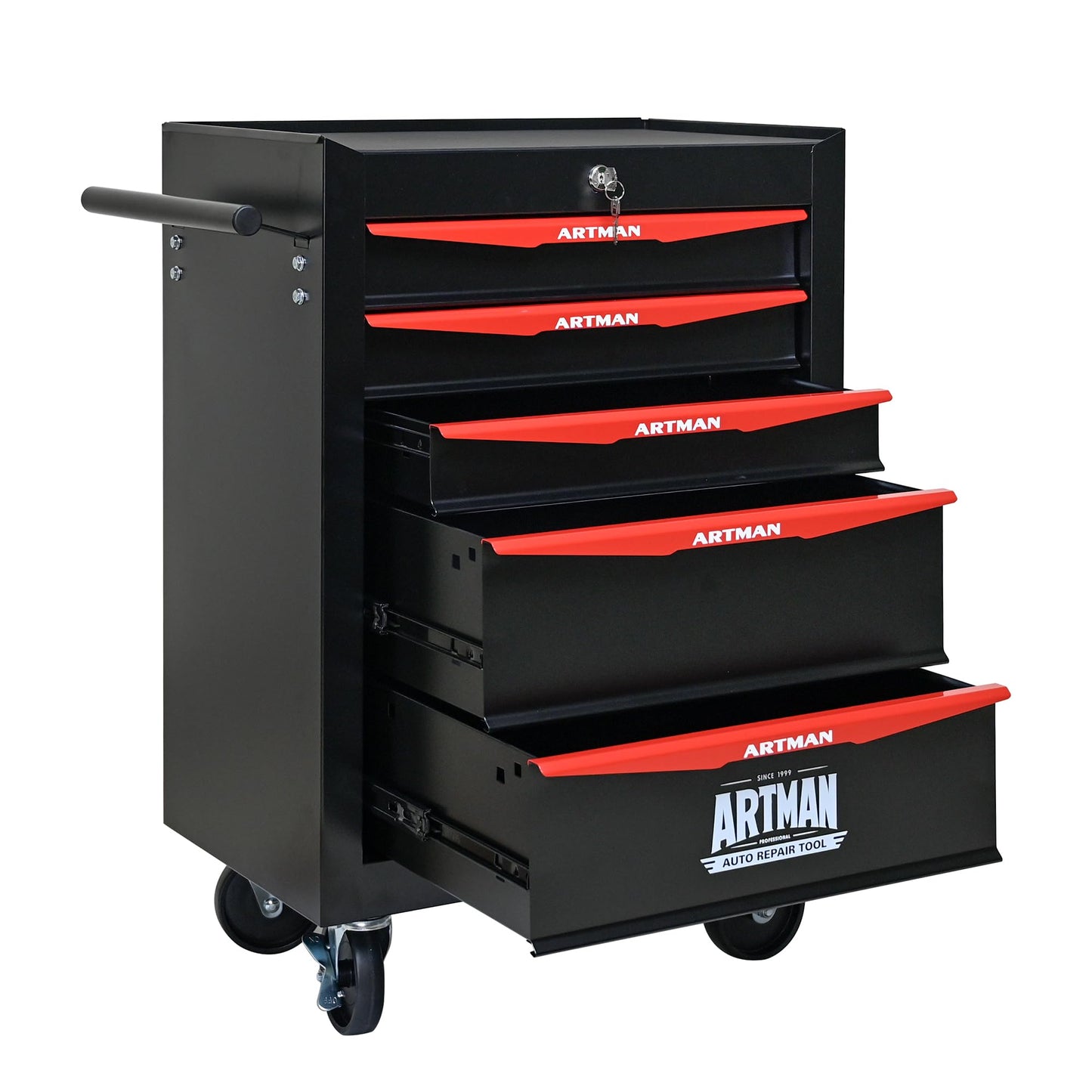 RYH 5 Drawers Rolling Tool Chest - Heavy Duty Mobile Tool Cart with Locking Wheels & Ball Bearing Drawers 30.5" H x 20.9" W x 13" D, Garage Tool Storage Cabinet (Black, 5 Drawers)