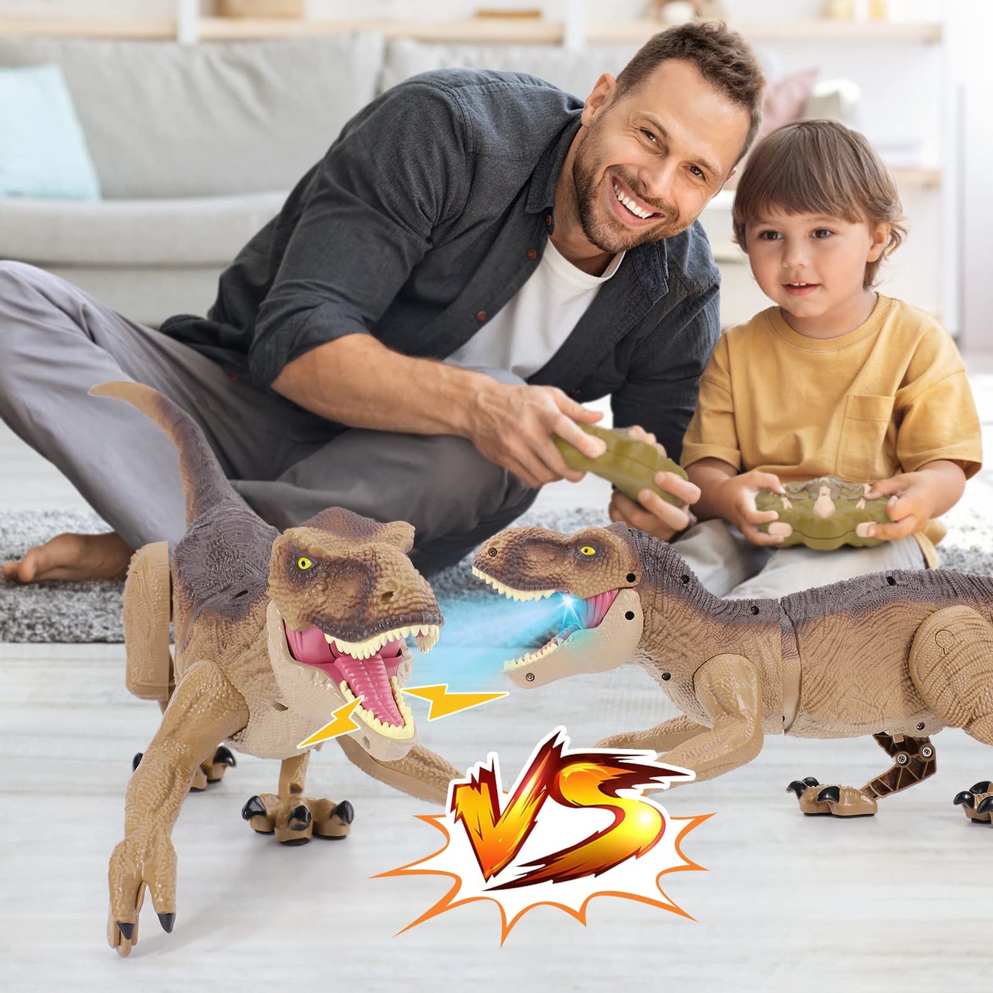 NEXBOX Remote Control Dinosaur Toys for Boys RC Dinosaur Robot T Rex Walking Jurassic Dino Birthday Gift for Kids 3 4 5 6 7 8 9 Years Old Realistic Sounds and Spray