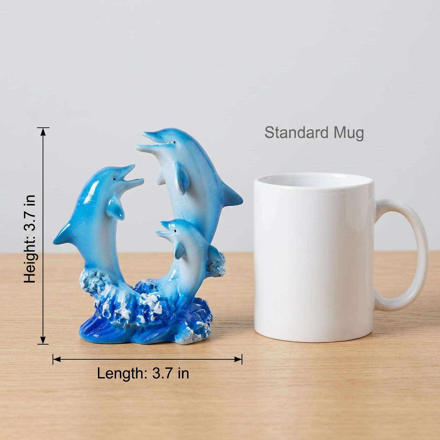 Brizoria Dolphin Decor Dolphin Statue Three Jumping Dolphins on Ocean Wave Base Gradient Blue Resin Coastal Tabletop Figurine for Ocean Bathroom Decor andOcean Room Decor