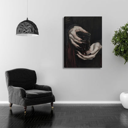Gothic Canvas Wall Art Dark Academia Vampire Wall Decor Pictures Clawed Hands Dracula Painting Artwork Moody Witchy Spooky Occult Poster Print for Bedroom Office home Decoration 12x16in