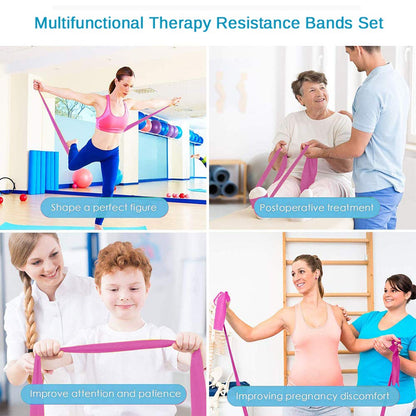 Therapy Flat Resistance Bands Set, Latex Free Flat Exercise Stretch Bands for Stretching, Flexibility, Pilates, Yoga, Ballet, Gymnastics and Rehabilitation Pin, Purple, Blue (3 Packs, 4.9FT Long)