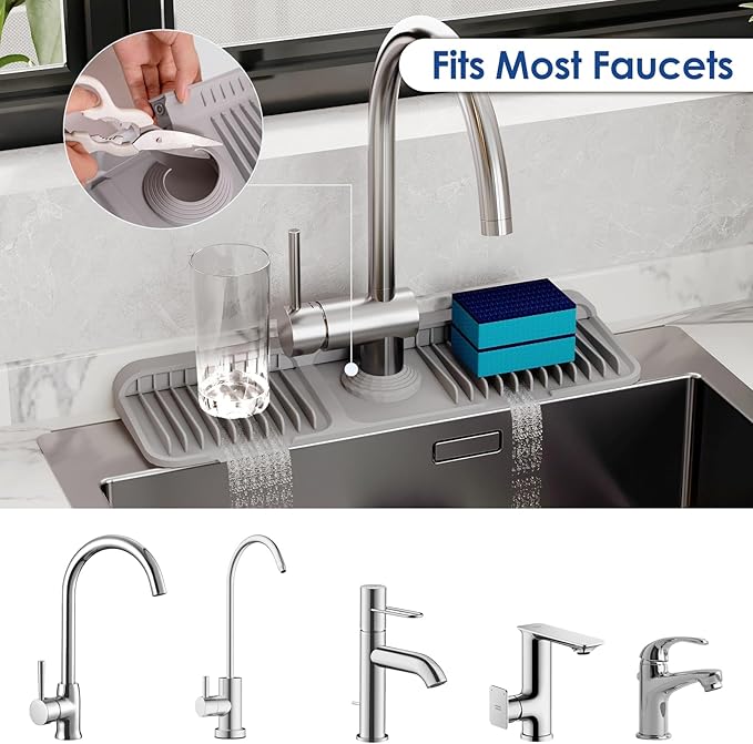 17.7 Inch Silicone Faucet Mat for Kitchen Sink Splash Guard