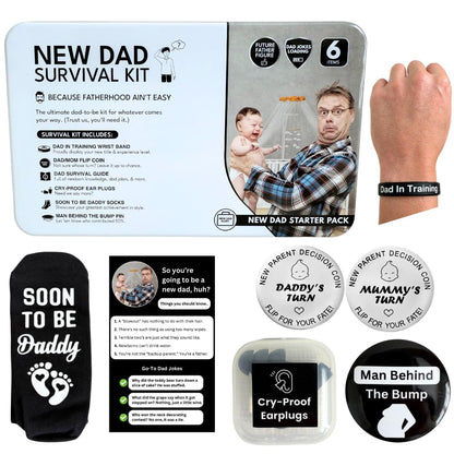 Funny New Dad Gift for First Time Parents | Unique Pregnancy Present for Expecting Fathers to Be | Best New Father Present for Gender Reveal or Baby Shower | Includes Socks, Decision Coin & More