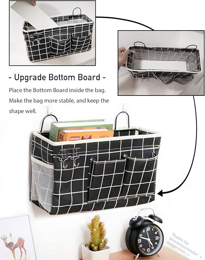 3pcs Large Wall Hanging Organizer Bag, Linen Fabric Door Hanging Storage Baskets