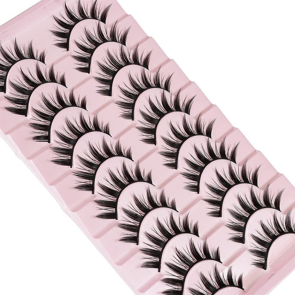 10 Pairs Manga Lashes Spiky Anime Cosplay Lashes 15mm Janpanese False Eyelashes Manhua Anime Doll Eye Lashes Halloween Makeup False Lashes