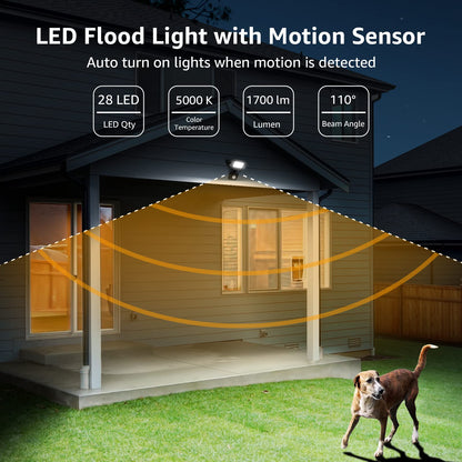 Lepro Security Lights Outdoor Motion Sensor, 20W 2000 Lumen PIR Lights, IP65 Waterproof Motion Sensor Flood Light, Ultra Thin Garden Security Light for Forecourt, Backyard, Garages