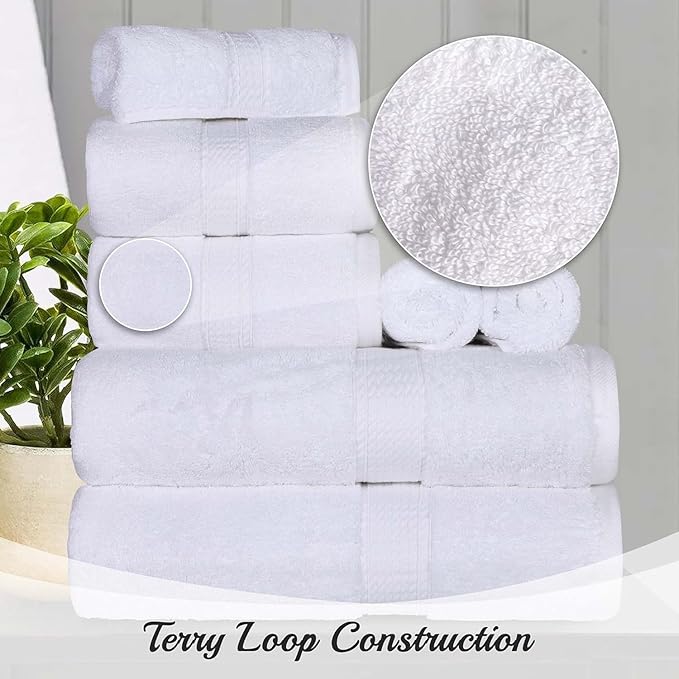 Superior Egyptian Cotton Pile Face Towel/Washcloth Set of 6, Ultra Soft Luxury