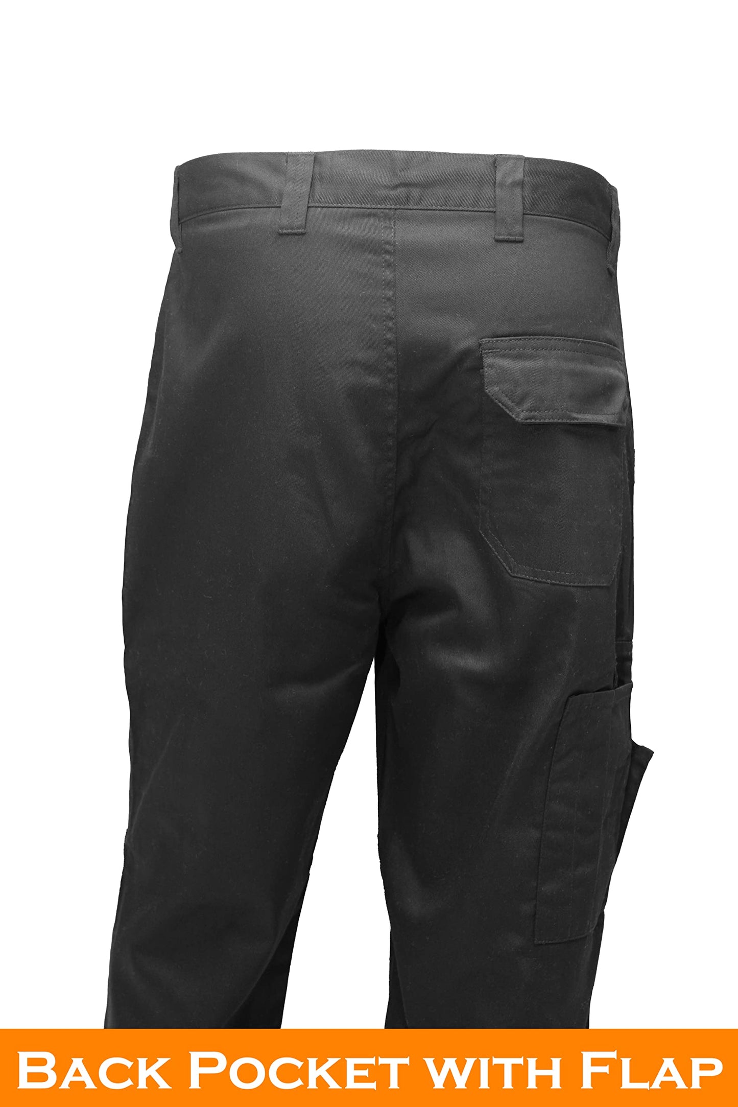 FNT Workwear Black Multi Pockets Men Cargo Combat Work Trousers Work Pants with Button & Zip Fly (32W / 29L, Black)