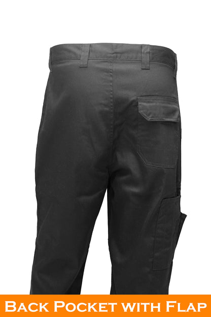 FNT Workwear Black Multi Pockets Men Cargo Combat Work Trousers Work Pants with Button & Zip Fly (34W / 31L, Black)