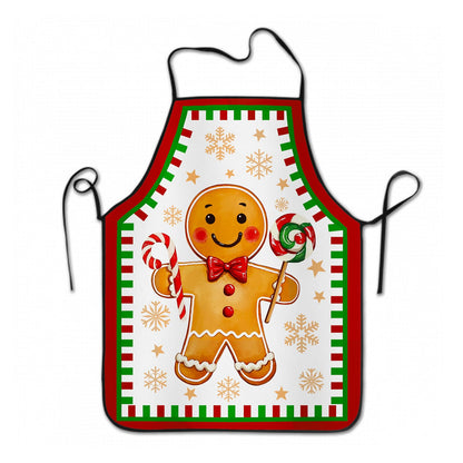 DZGlobal Christmas Apron Gingerbread Red Green Xmas Dinner Party Winter Holiday Chef Aprons with Adjustable Neck Tie for Women Men Kitchen Cooking Grill BBQ