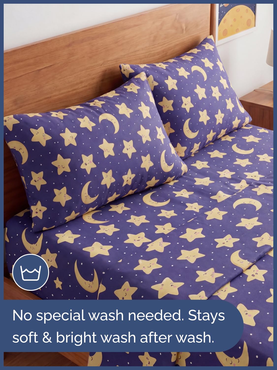 CGK Unlimited Kids Twinkle Stars Full 4 Piece Sheet Set - Boys, Girls, Teens, Toddler - Easy Fit Deep Pockets - Soft, Cooling & Breathable Sheets - Cute, Cozy, Fade & Wrinkle Free - Machine Washable