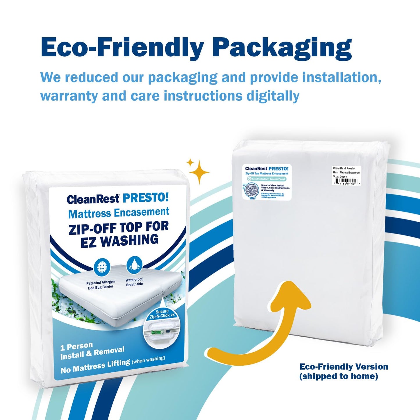 CleanRest PRO Presto! Zip-Off Top Mattress Encasement for EZ Washing, Full Size, Waterproof Mattress Protector - Bed Bug, Dust Mite & Allergen Proof - 1 Person Install, No Mattress Lifting to Wash