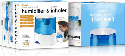 Crane EE-5202 Inhaler & Warm Mist Humidifier, 0.5 Gallon, Blue & White