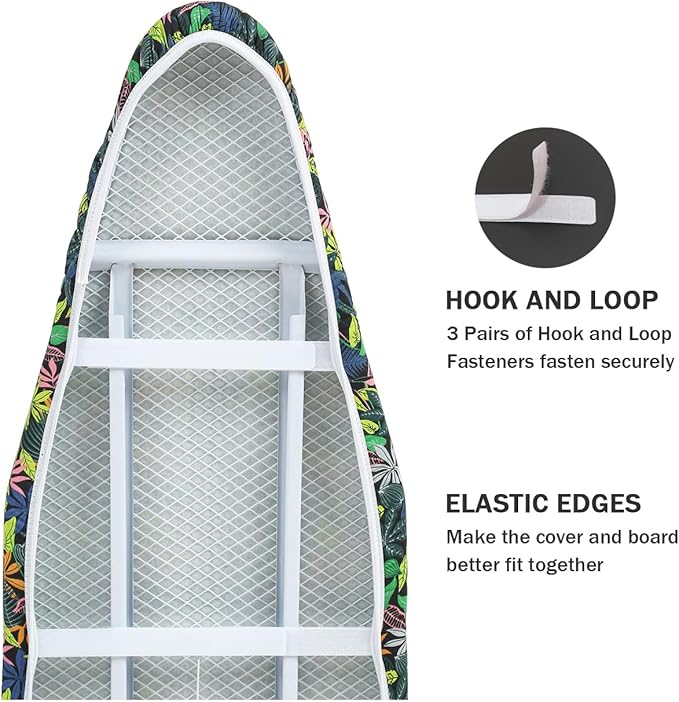 Ironing Board Cover and Pad Standard Size 15 x 54, 3 Pairs of Hook and Loop