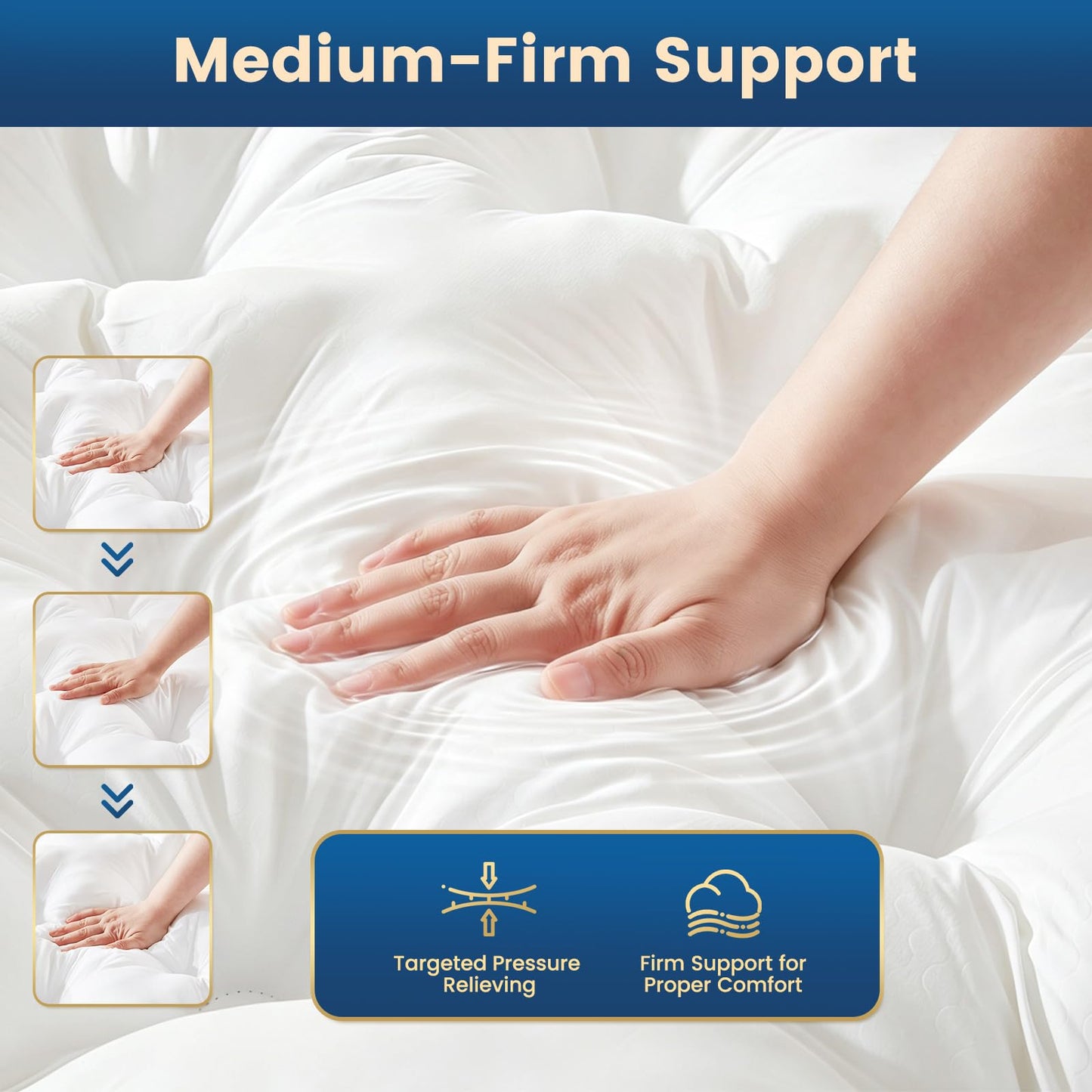 Cosybay 4 Inch Memory Foam Mattress Topper King for Back Pain Relief, Quilted Pillow Top Fitted Mattress Pad with 360° All-Around Elasticized Pocket, 6-21'' Deep Pocket
