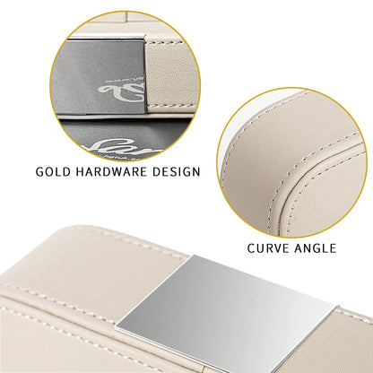 SANZIE Luxury Leather Tray Desktop Storage Catchall Organizer Decorative Tray for Entryway Table to Hold Jewelry Watch Keys Phone Wallet (Metal Silvered, Grey)