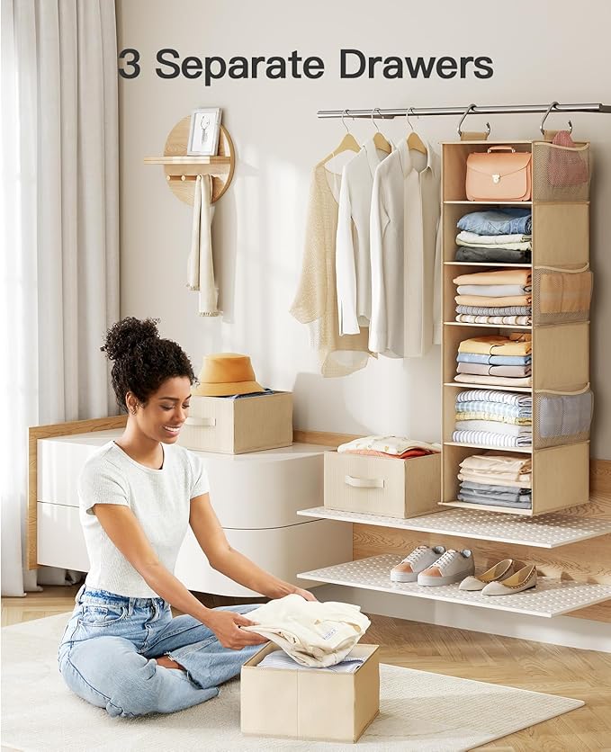 Pipishell 6-Shelf Hanging Closet Organizer,
