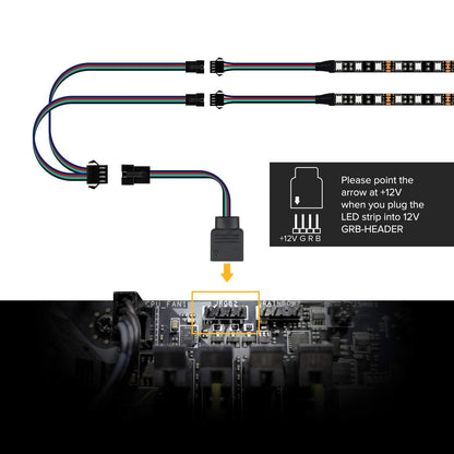 BTF-LIGHTING PC RGB Strip 2PCs 19.7in for 12V 4Pin LED Headers for ASUS Aura Sync, Gigabyte RGB Fusion, MSI Mystic Light