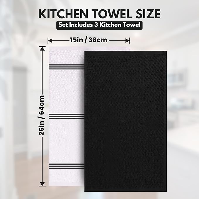 Infinitee Xclusives Premium Kitchen Towels – Pack of 3, 100% Cotton |15 x 25|