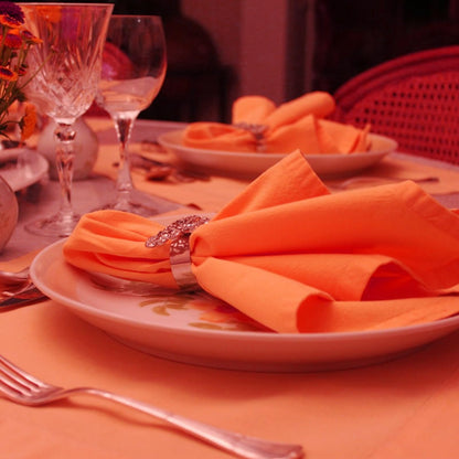 Thanksgiving Cloth Napkins Set of 4, Orange Fall 100% Cotton Dinner Napkins 18x18 Inches, Washable With Hemmed Edges, Reusable for Table Decor, Events, Weddings