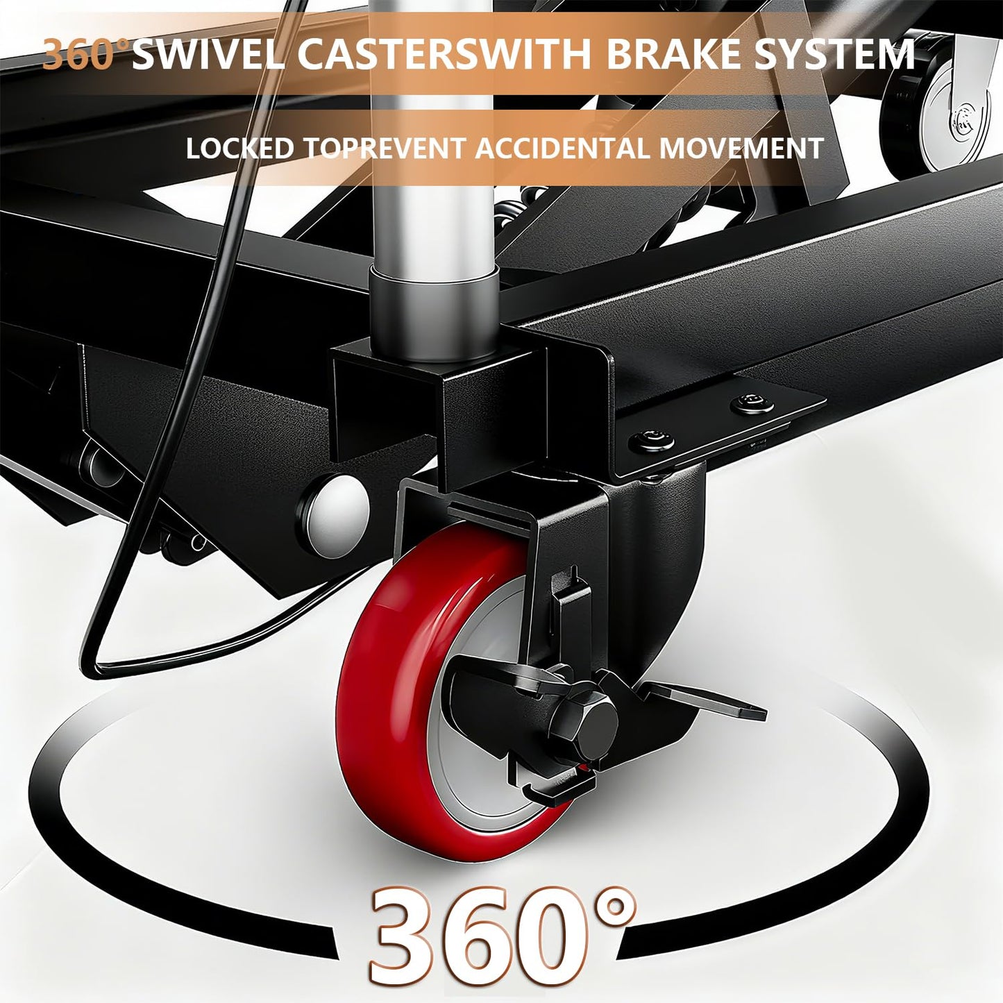 Hydraulic Lift Table, 330 Lbs Capacity, 28.4" Lifting Height, Single Scissor Lift Table Cart with 4 Wheels and Non-Slip Pad, Manual Hydraulic Lifting Cart (Black-330-Single)