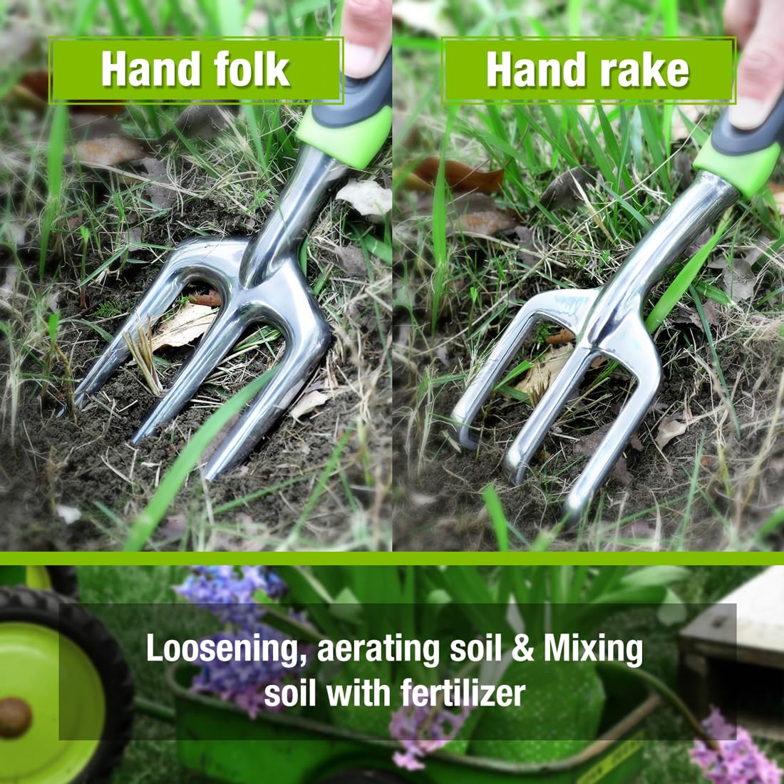 WORKPRO 5 Pcs Gardening Tools Cast Aluminum Garden Set with Fork, Weeder, Claw, Trower, Soil Shovel for Gardener