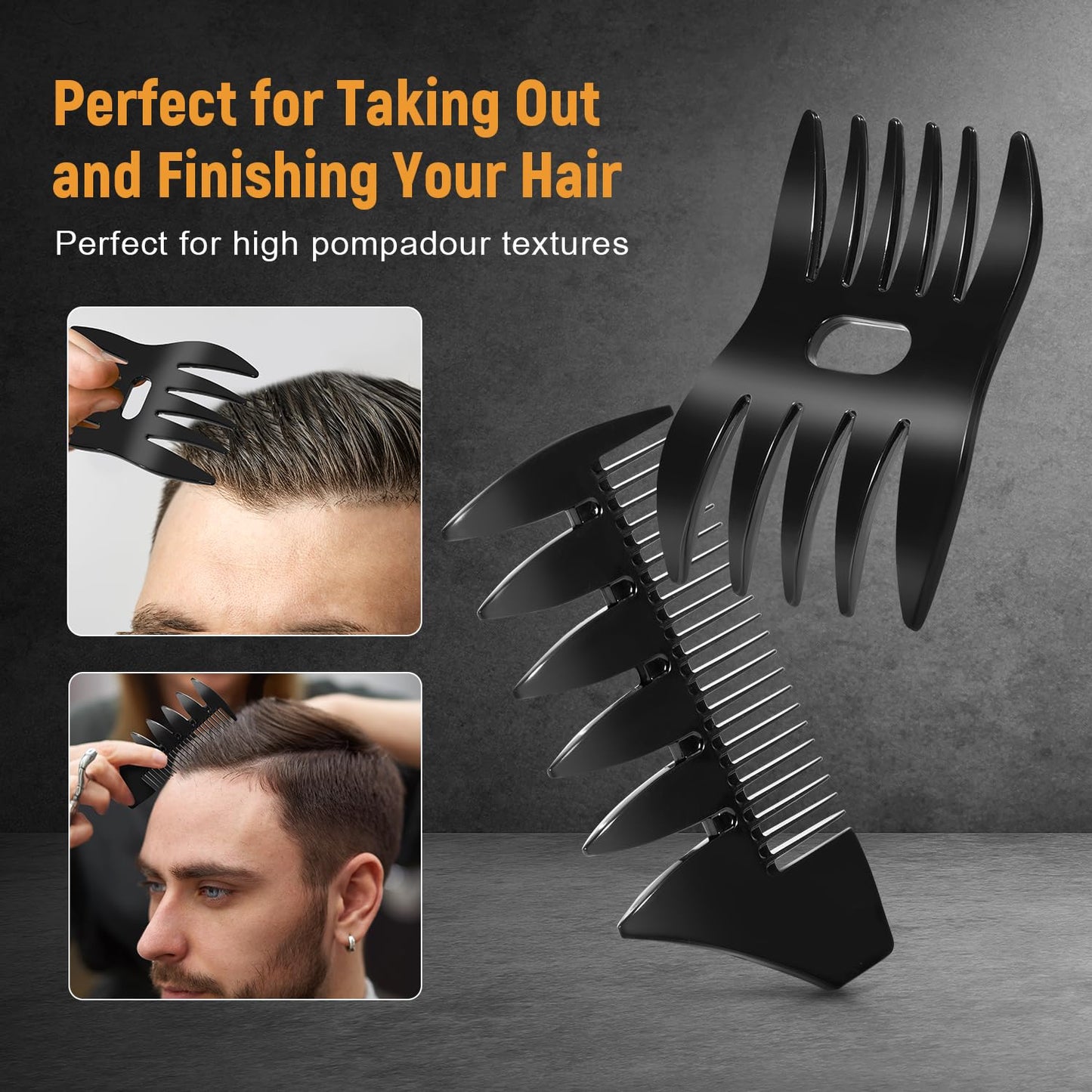 Stylemate Men's Hair Styling Combs and Brush Set - Roller Brush for Adding Volume, Pompadour, Slicked-back, Fauxhawk, Undercut Styling Combs