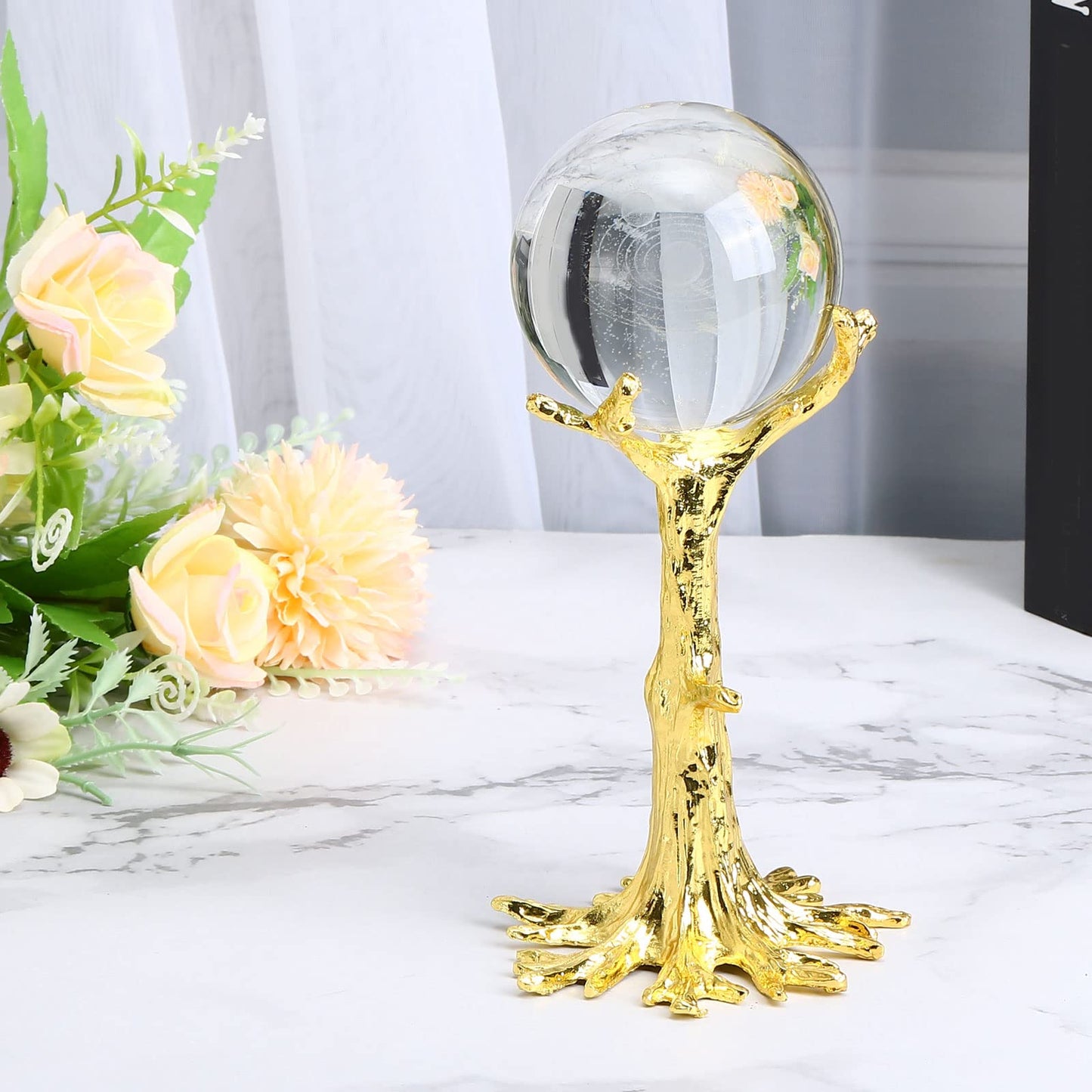 PATIKIL Crystal Ball Stand, Sphere Display Stand Photography Props for 40 to 60mm Crystal Balls Ornament Rack Holder Metal Base Tree Shape, Silver